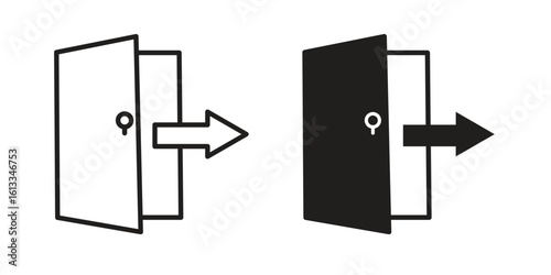 Logout icon vector in thin line and flat style with editable stroke