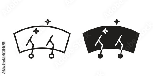 Wiper icon vector in thin line and flat style with editable stroke