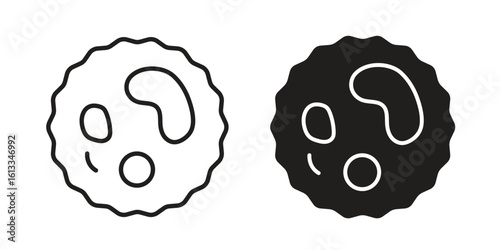 White blood cell icon vector in thin line and flat style with editable stroke