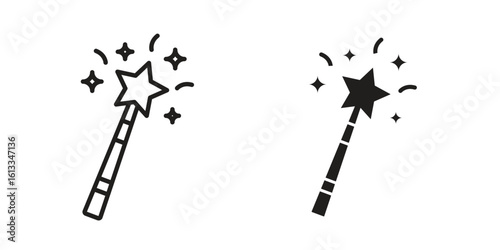 Wand icon vector in thin line and flat style with editable stroke