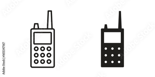 Walkie talkie icon vector in thin line and flat style with editable stroke