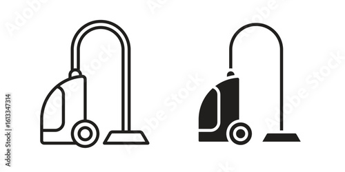Vacuum cleaner icon vector in thin line and flat style with editable stroke