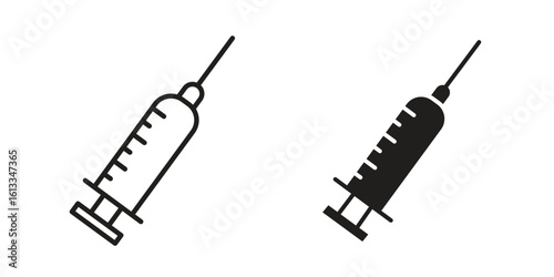 Vaccination icon vector in thin line and flat style with editable stroke