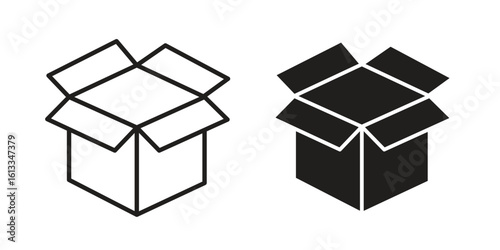 Unpacking icon vector in thin line and flat style with editable stroke