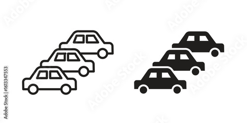 Trafic icon vector in thin line and flat style with editable stroke