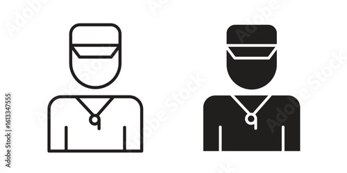 Trainer icon vector in thin line and flat style with editable stroke