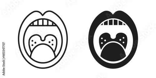 Tonsil icon vector in thin line and flat style with editable stroke