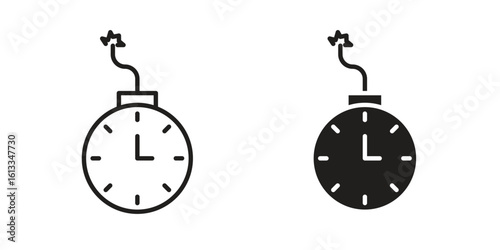 Time bomb icon vector in thin line and flat style with editable stroke