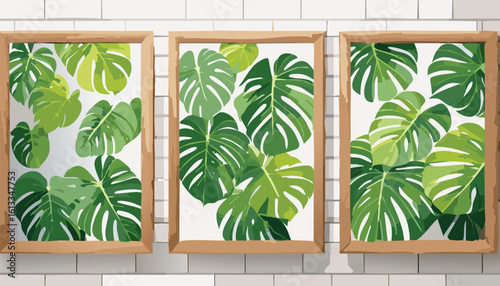 abundance of tropical greenery leaves Background Illustration vector printed