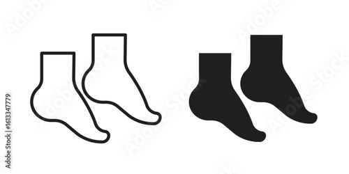 Tiptoe feet icon vector in thin line and flat style with editable stroke