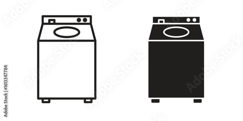Top load washer icon vector in thin line and flat style with editable stroke