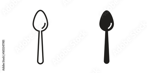 Tablespoon icon vector in thin line and flat style with editable stroke