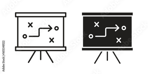 Strategical planning icon vector in thin line and flat style with editable stroke