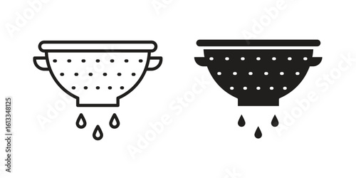 Strainer icon vector in thin line and flat style with editable stroke