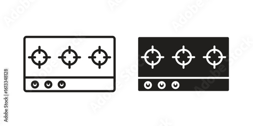 Stove icon vector in thin line and flat style with editable stroke