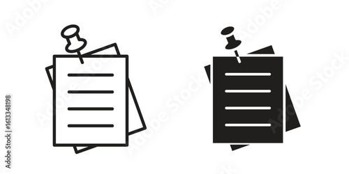 Sticky notes icon vector in thin line and flat style with editable stroke