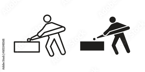 Snooker icon vector in thin line and flat style with editable stroke