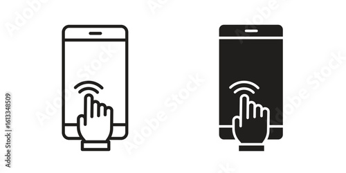 Self service icon vector in thin line and flat style with editable stroke