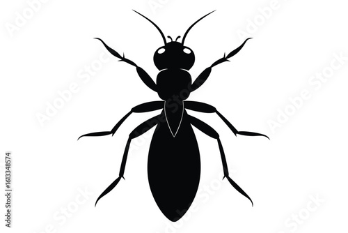 Silhouette illustration of a termite insect on a clean white background
