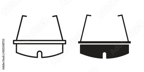 Safety glasses icon vector in thin line and flat style with editable stroke