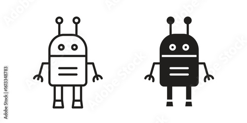 Robo icon vector in thin line and flat style with editable stroke