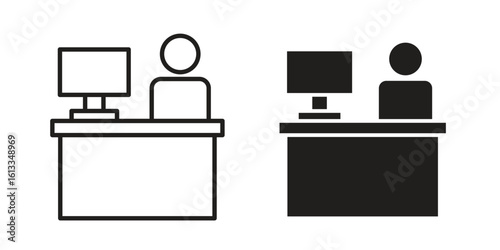 Reception icon vector in thin line and flat style with editable stroke