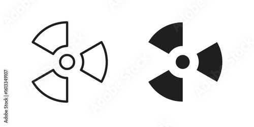 Radioactive icon vector in thin line and flat style with editable stroke