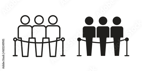 Queue icon vector in thin line and flat style with editable stroke