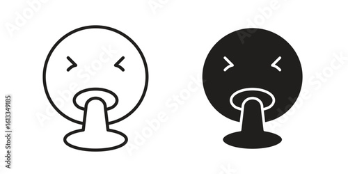 Puking emoji icon vector in thin line and flat style with editable stroke