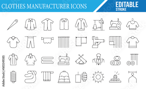 Vector Icons for Sewing, Garment Making, and Fashion Manufacturing