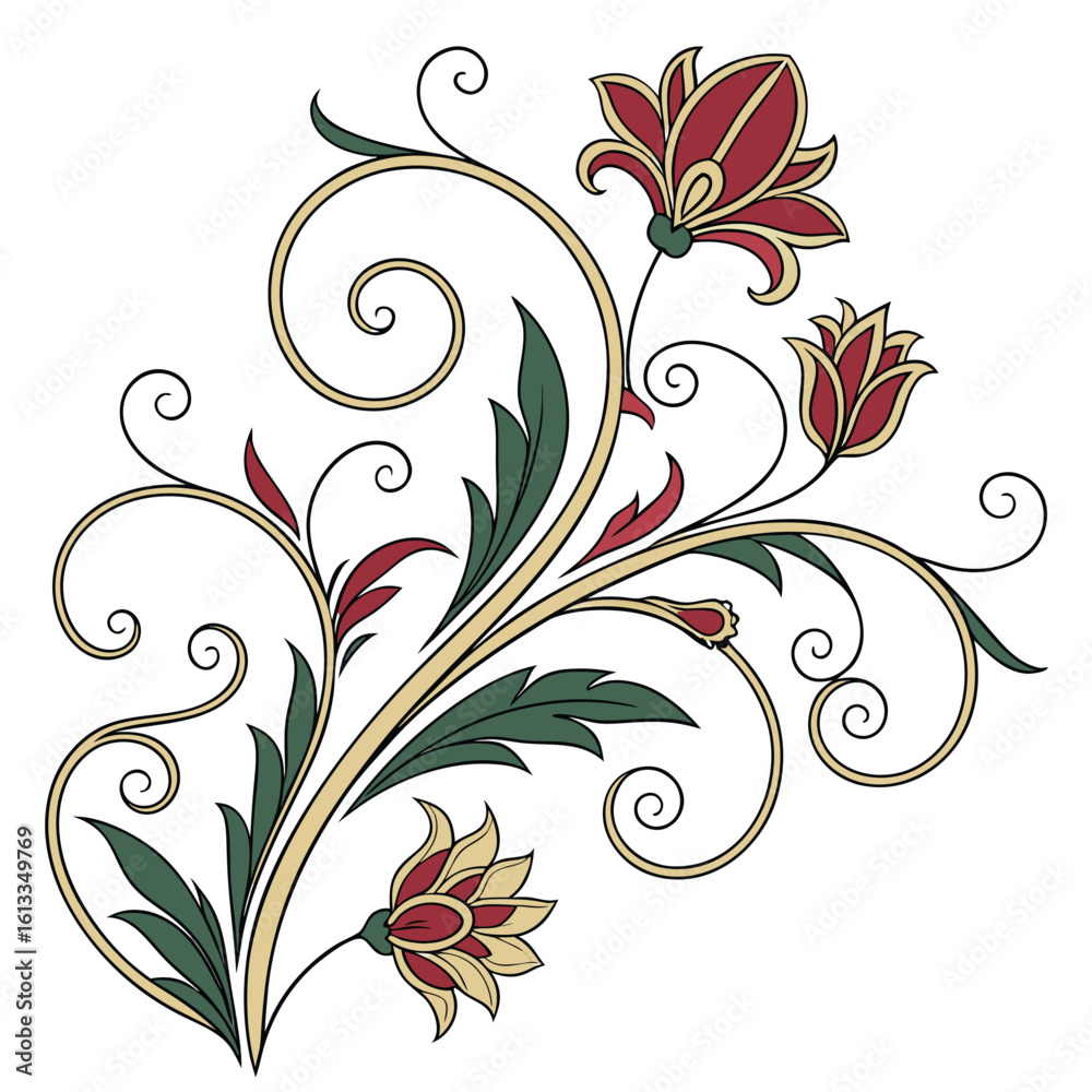 Obraz premium Black and white floral vine vector for graphic design