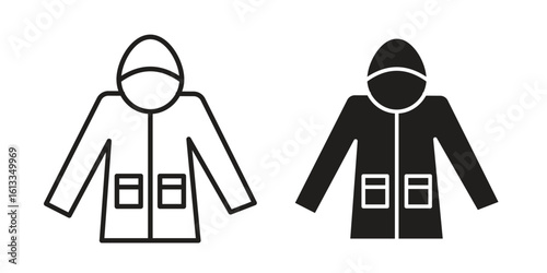 Nylon jacket icon vector in thin line and flat style with editable stroke