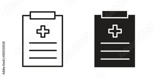 Medical records icon vector in thin line and flat style with editable stroke