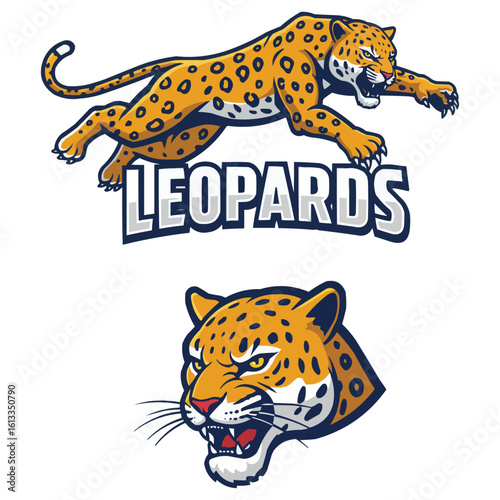 Leopard Mascot Logo Set
