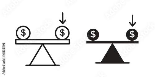 Leverage icon vector in thin line and flat style with editable stroke