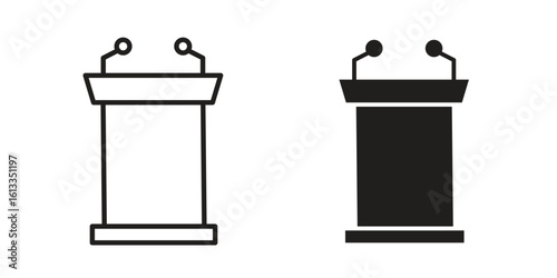 Lectern icon vector in thin line and flat style with editable stroke
