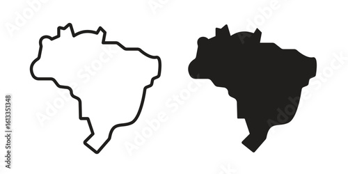 Latin america icon vector in thin line and flat style with editable stroke