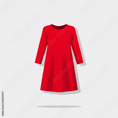 Red tunic dress, minimalist vector illustration

