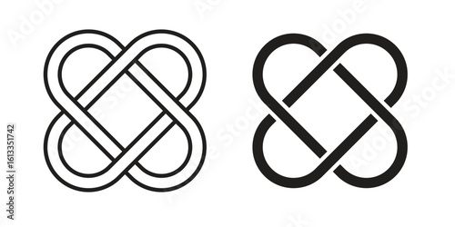 Interlocking icon vector in thin line and flat style with editable stroke