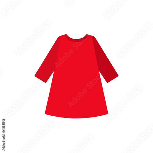 Red tunic dress, minimalist vector illustration

