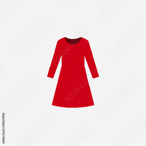 Red tunic dress, minimalist vector illustration

