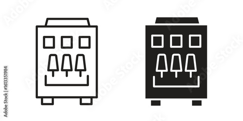 Ice cream maker icon vector in thin line and flat style with editable stroke