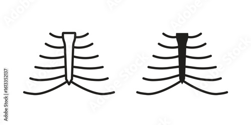 Human Ribs icon vector in thin line and flat style with editable stroke