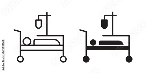Hospitalized icon vector in thin line and flat style with editable stroke