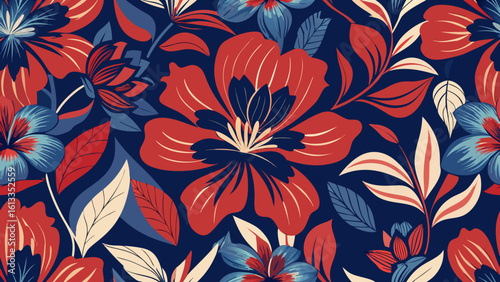vector seamless floral pattern fabric background texture dark red blue colors for decorative backdrops can be used wallpaper, pattern fills, web pages, surface textures, 