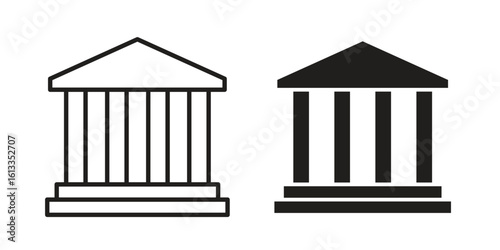 Government icon vector in thin line and flat style with editable stroke