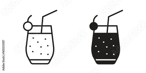 Fresh smoothie icon vector in thin line and flat style with editable stroke
