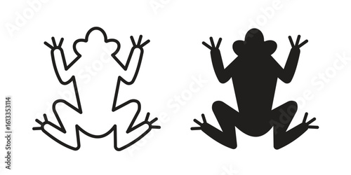 Frog icon vector in thin line and flat style with editable stroke