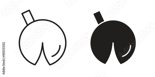 Fortune cookie icon vector in thin line and flat style with editable stroke