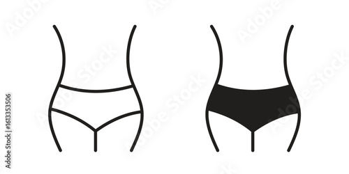 Female hips and waist icon vector in thin line and flat style with editable stroke